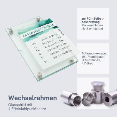 Türschild Wechselrahmen , Glasschild, Büroschild, Doppelglasschild